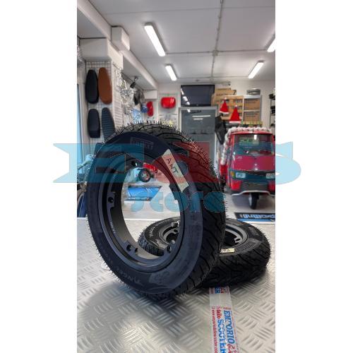 PAIR OF FULL TUBELESS RIMS – WITH  PIRELLI ANGEL 3.00-10 – 10" WHEEL – BLACK