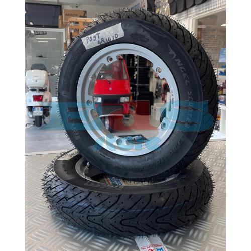 COPPIA CERCHIO TUBELESS INTERO - CON PIRELLI ANGEL 3.50-10 RUOTA DA 10 - GRIGIO
