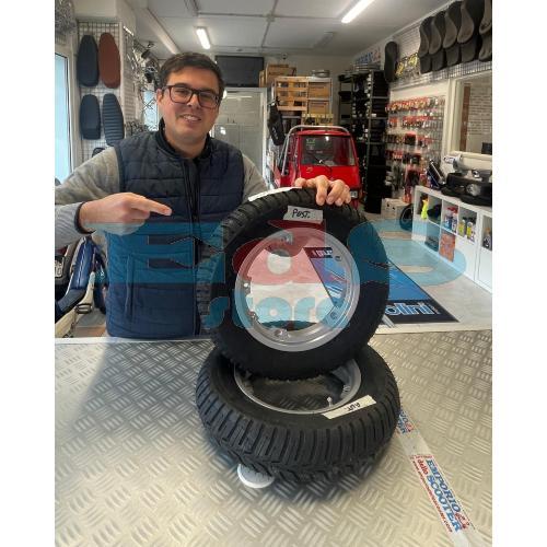 COPPIA CERCHIO TUBELESS INTERO - CON MICHELIN CITY GRIP SAVER 3.50-10 RUOTA DA 10 - GRIGIO