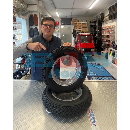 COPPIA CERCHIO TUBELESS INTERO - CON MICHELIN S83 3.50-10 RUOTA DA 10 - GRIGIO