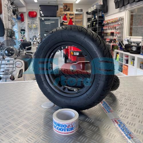COPPIA CERCHIO TUBELESS INTERO - CON MICHELIN CITY GRIP SAVER 3.50-10 RUOTA DA 10 - NERO